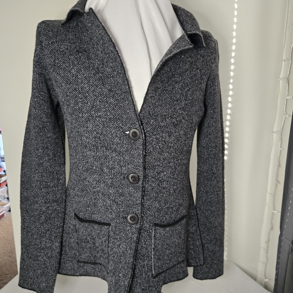 Cocogio Women's Large Italy Sweater Gray Wool Blend Cardigan